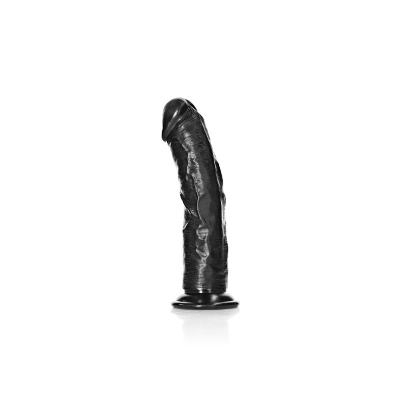 REALROCK Realistic Regular Curved Dildo with Suction Cup - 18 cm - Black 18 cm (7'') Dong